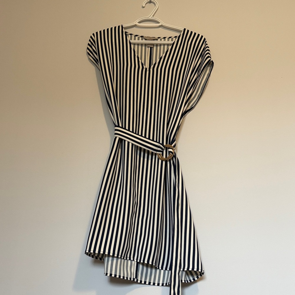 H&M Blue and White Striped High Low Dress